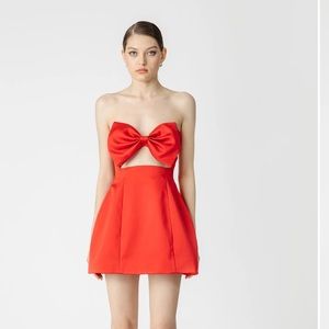 Sau-Lee ESTELLE STRAPLESS MINI BOW DRESS